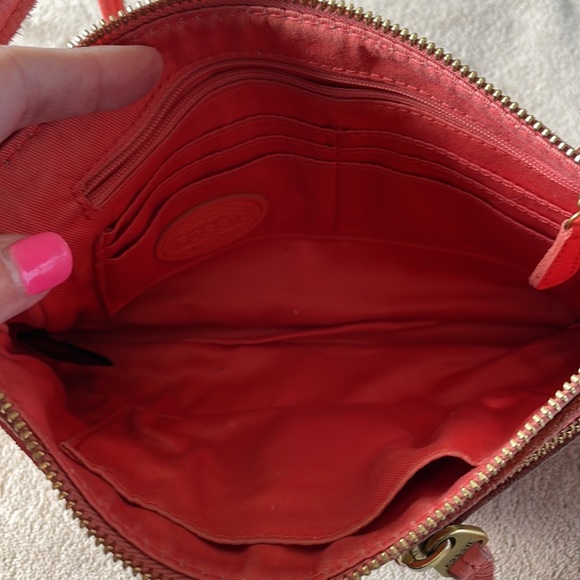 Fossil leather purse- orange shoulder bag - Picture 3 of 5